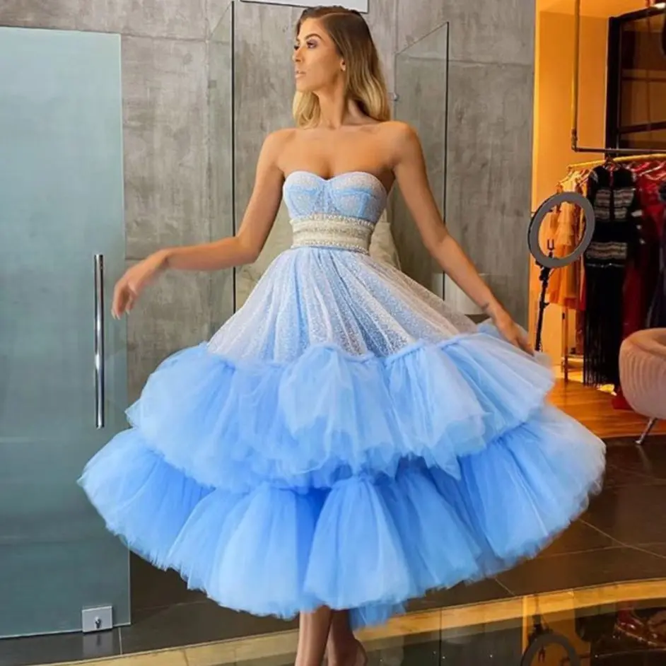 Sweetheart Sky Blue Dress Midi Long 