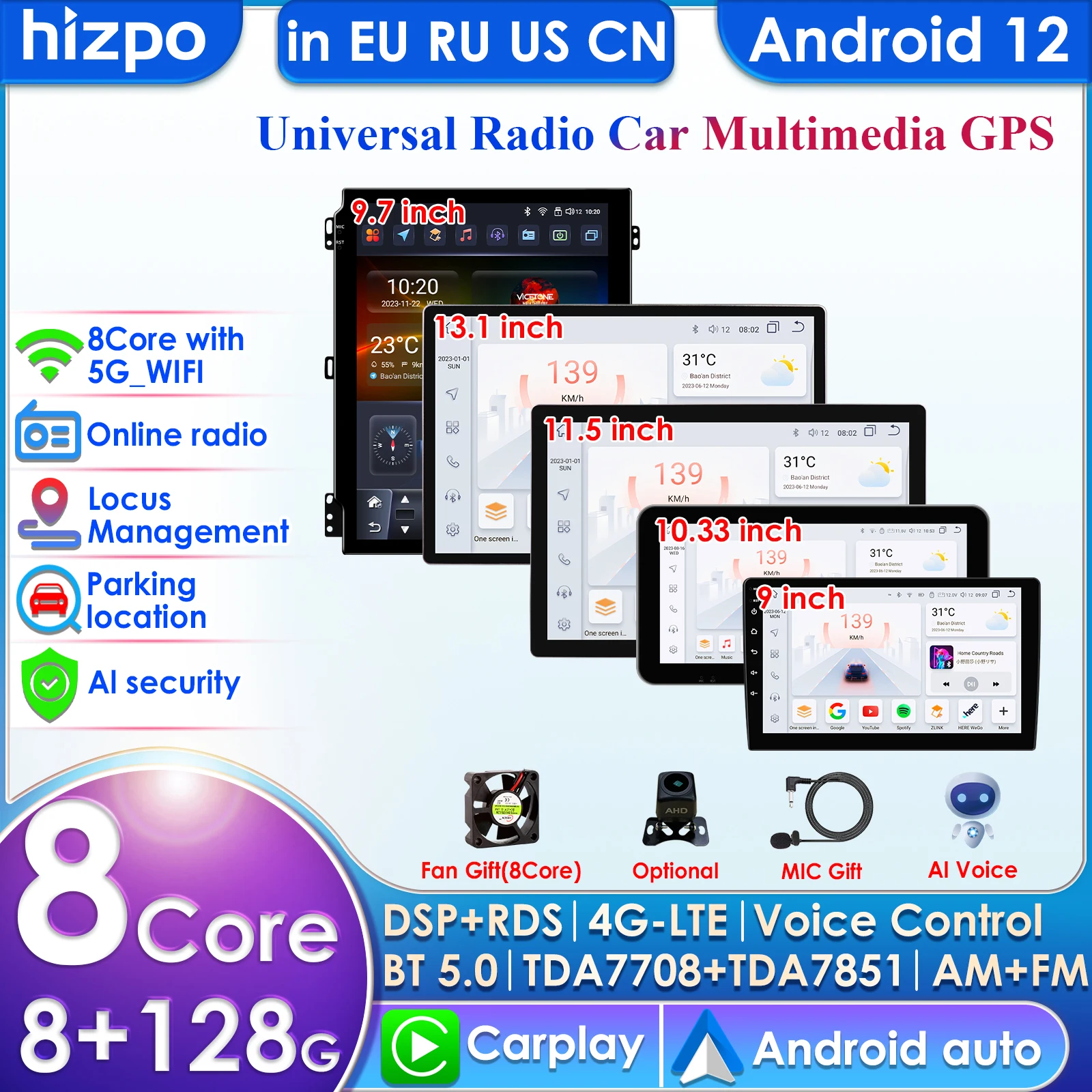 

13.1" 9" 11.5" AI Universal CarPlay Android Auto Radio for VW Volkswagen Fiat Renault Nissan Hyundai 4G Car Multimedia Autoradio