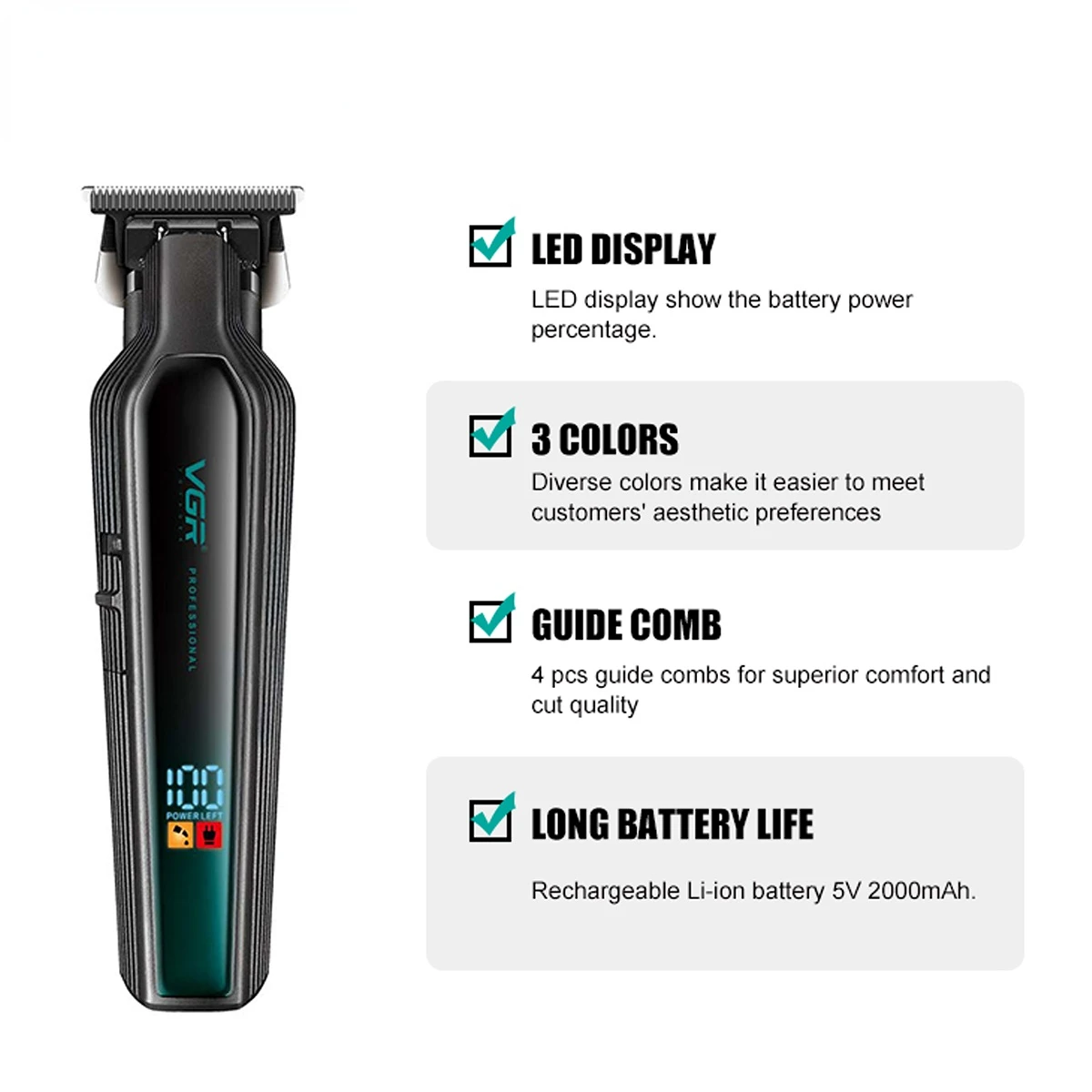 ماكينة تشذيب شعر للرجال قابلة لإعادة الشحن باستخدا...