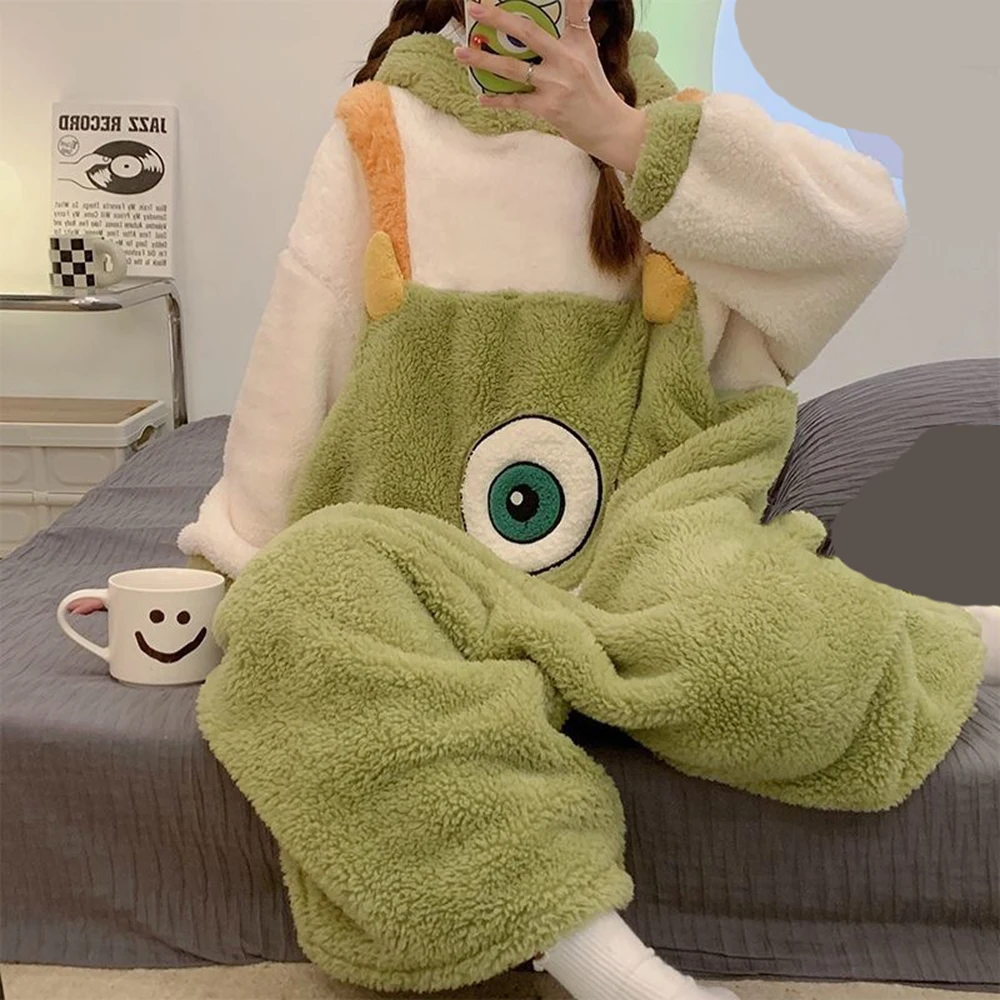 Fluffy Long Plush Kigurumi Animal Adults Onesies Cartoon One-Piece Pajamas Set Anime Cosplay Costume Plus Size Flannel Jumpsuits