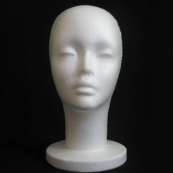 Manichino femminile in polistirolo Modello testa di manichino Parrucca in schiuma Display per occhiali per capelli