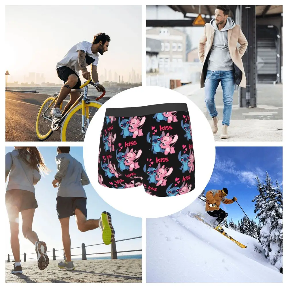 Custom Stitch Lion Cute Boxers Shorts Men's Disney Movie Briefs Underwear Fashion Underpants