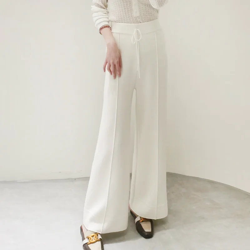 naizaiga 100 superfine worsted wool  12 pins 60s solid white gray green beige long straight Women  pants  JSNH53