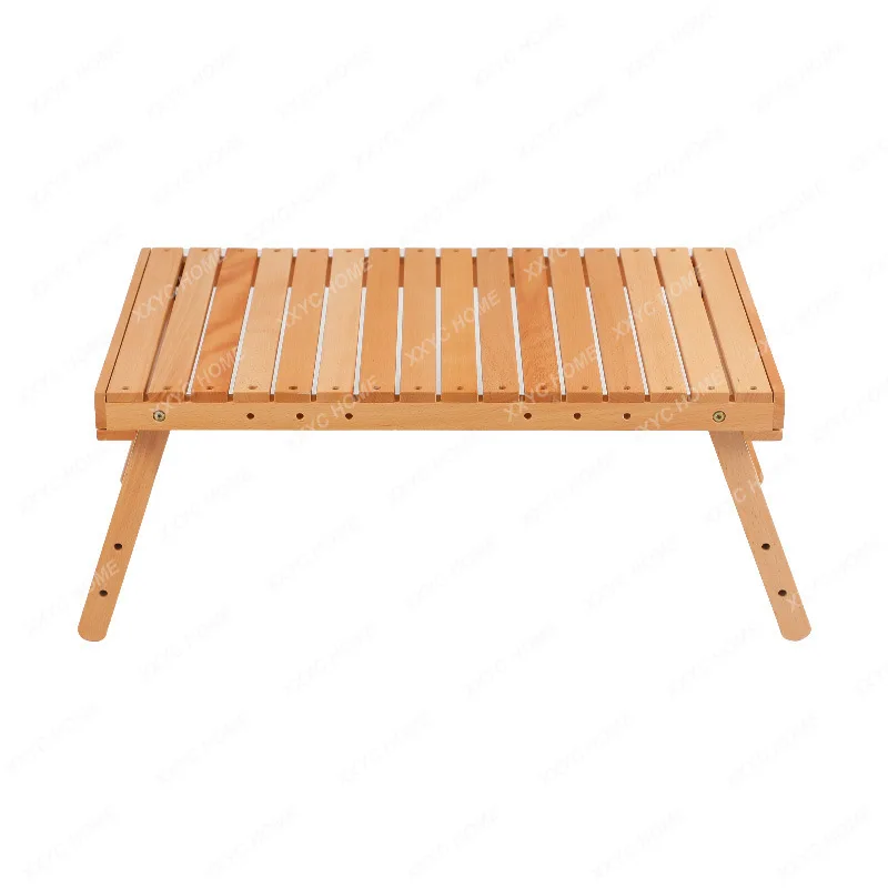 

Outdoor Solid Wood Table Portable Folding round Picnic Table Camping Storage Rack Barbecue Small Table