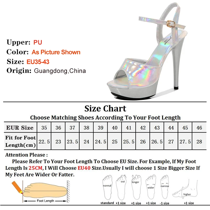 Summer 13cm High Heels Silvery Sandals Women Pole Dance Shoes New Buckle Strap Platform Club Stiletto Gladiator Stripper Heels