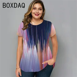 Fashion Big Size Ladies T-shirt 3DGradient Printing Casual Harajuku Tops Plus Size 4XL Women Loose Tee Summer Short Sleeve Tops