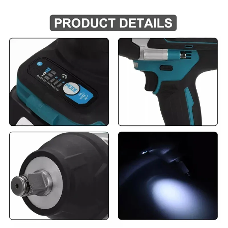 DTW700 Cordless Impact Wrench 1/2 inch 1800 N.M 7200rpm Torque Suitable for Makita 18V Lithium Battery Brushless Power Tools