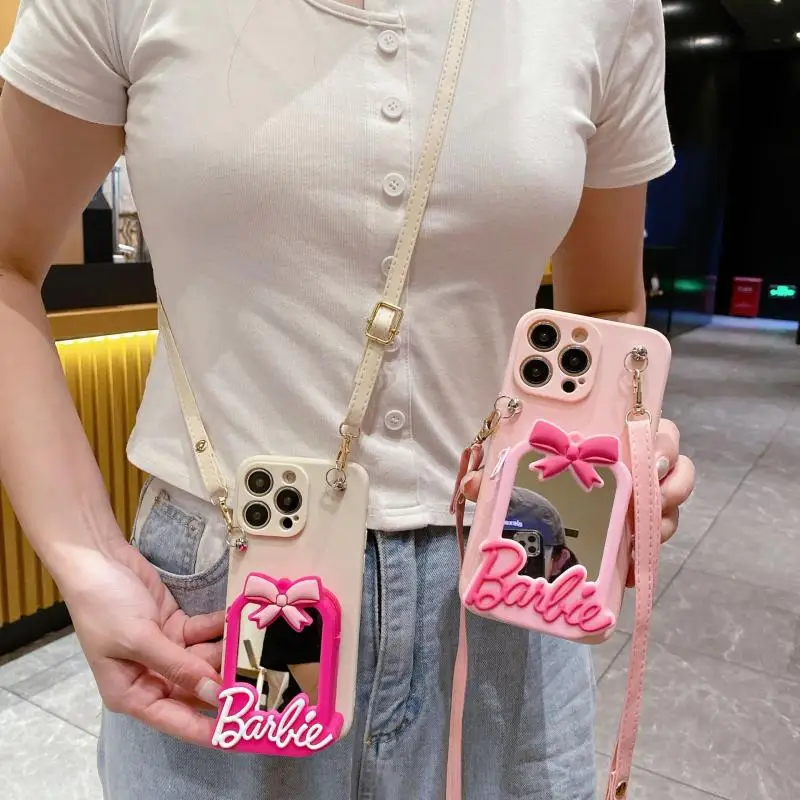 Anime Cartoon Barbie Iphone Custodia Per Telefono Crossbody Cord Portamonete Portamonete Custodia Per Telefono Adatta Per Anti-Caduta Iphone11-15Proma