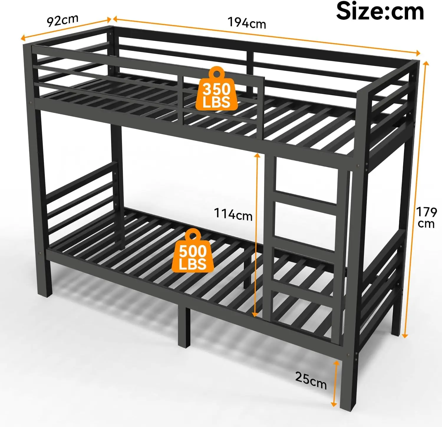 إطار، سرير معدني عالي التحمل ذو طابقين للبالغين/ال...