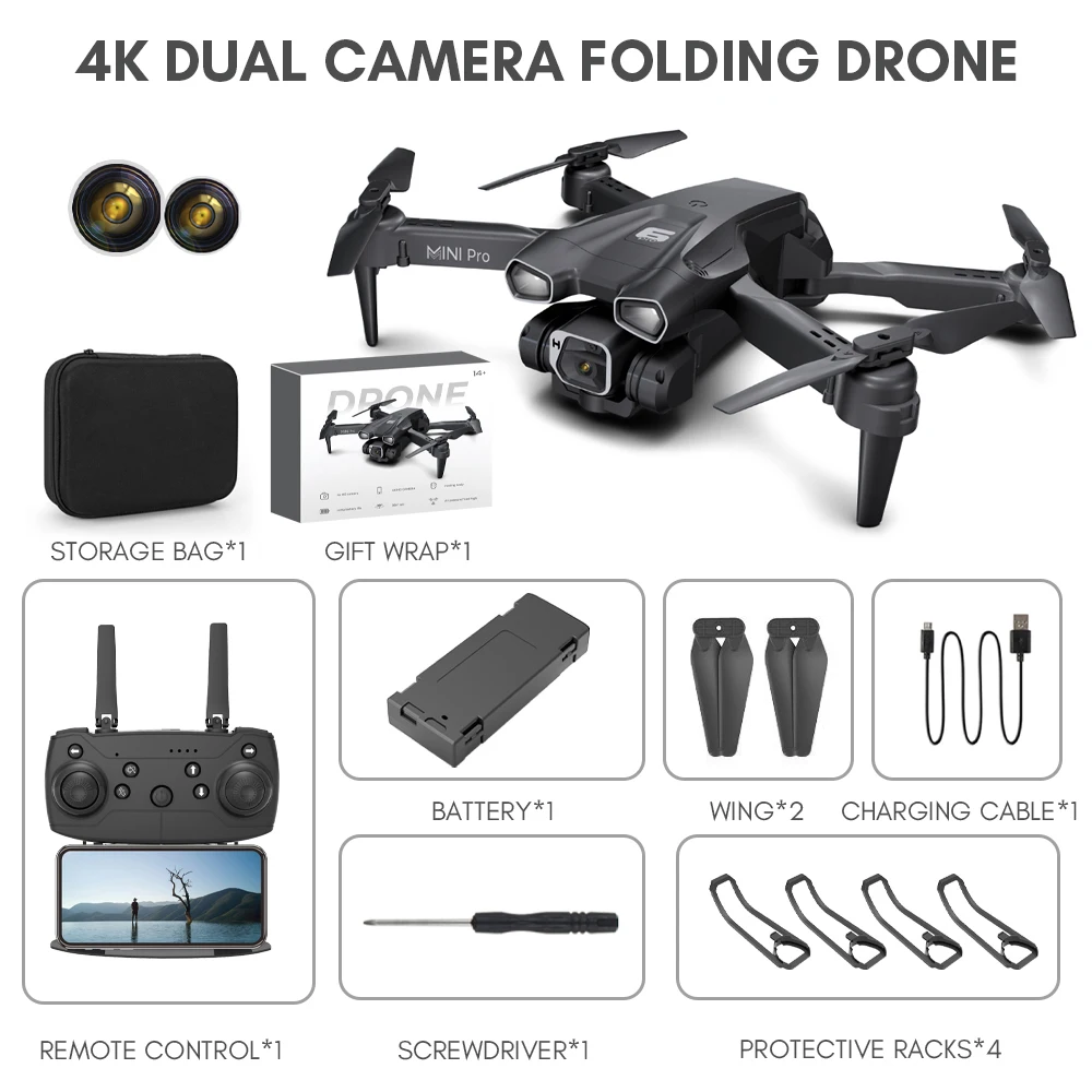 

H66 RC Drone 4k Camera HD Wifi Fpv Photography Foldable Quadcopter Professional Obstacle Avoidance Selfie Drones Toys for Boys