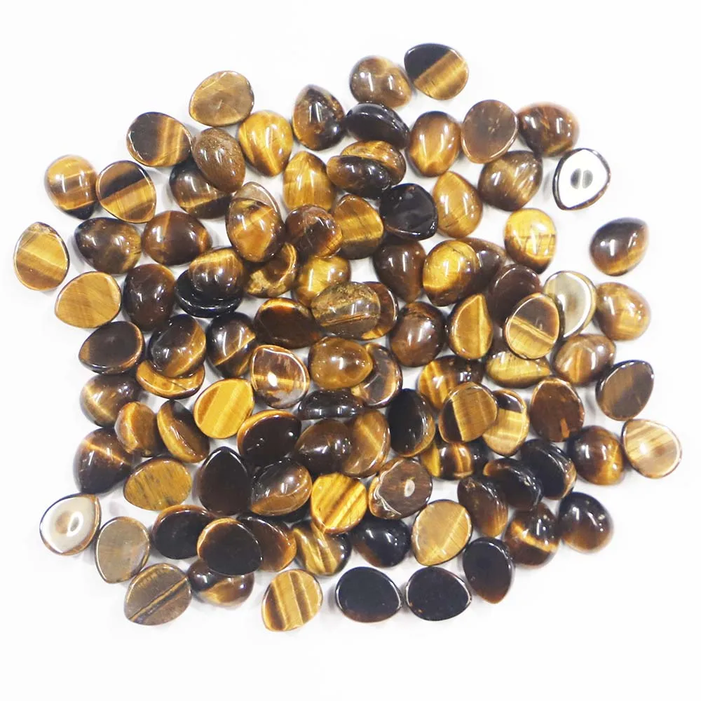 8*10mm Natural Crystal Agate Droplet Cabochon Polished Bare Stone Ring Necklace Set Accessories Jewelry Making Wholesale 100Pcs