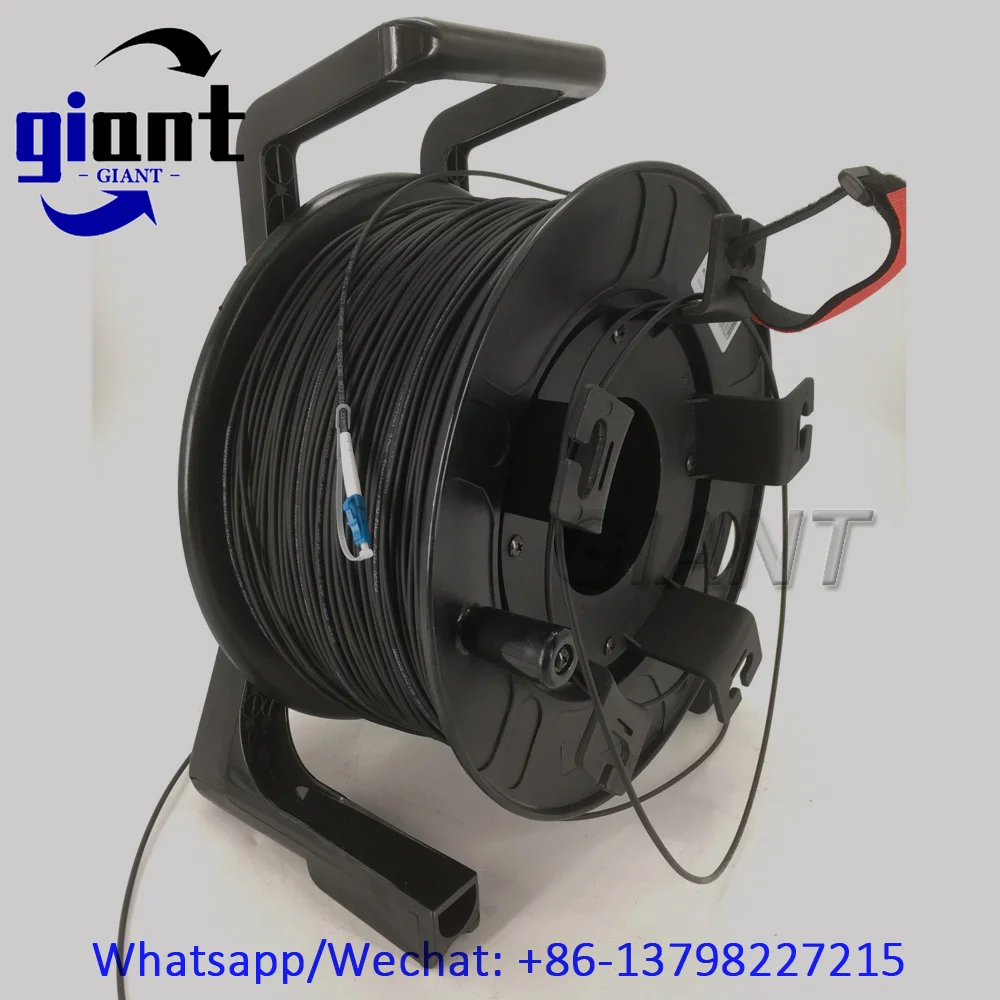 500M,1C,SM,G657A1 블랙 아머드 케이블, 1코어 LSZH 직경:3.0mm, SC/LC/FC UPC 아머드 광섬유 패치 코드 PCD310 릴 포함