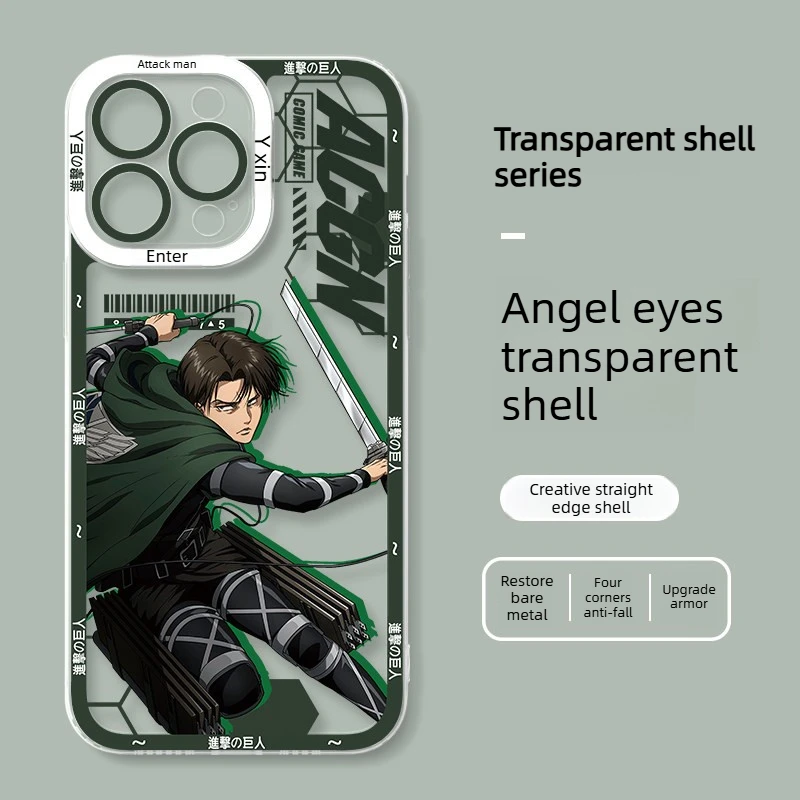 Anime Attack on Titan Mikasa & Levi Ackerman Clear Phone Case Cover
