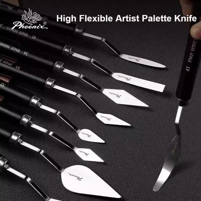 1PC PHOENIX High Flexible Palette Knife Artist Stainless Steel Painting Knives Wood Handle, Paint Spatula for Oil Acrylic Paint 1