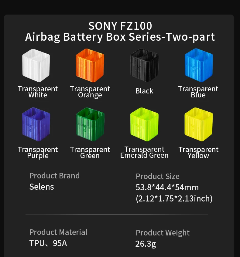 8 Color Camera Battery Case Bag for Sony NP-FZ100 Battery Shockproof TPU Air Bla