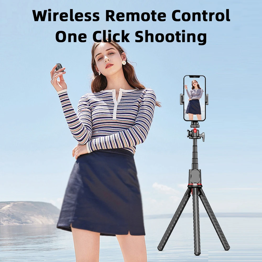 Mamen-tripé Polvo Flexível para Telefone Suporte do Telefone Telescópico Suporte com Controle Remoto Câmera Smartphone Livestream Vlog - Image 3