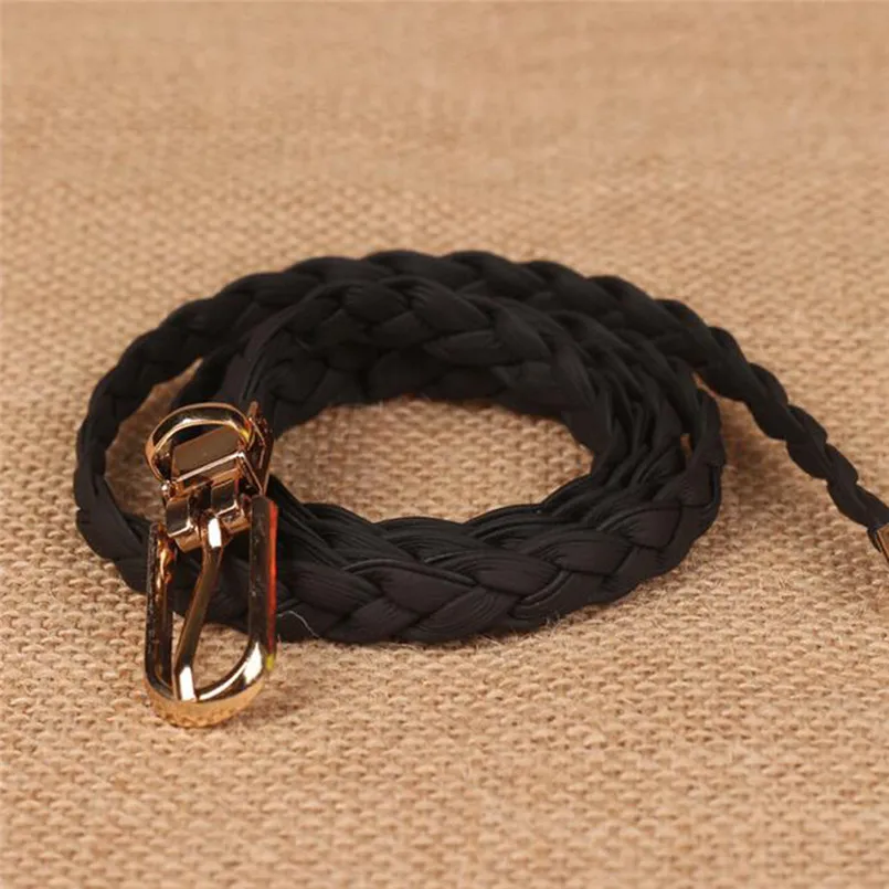 Womens Slim Belts Braided Waist Band Alloy Buckle Fashion Accessories Straps for Women Dresses Skirts Cinto Feminino Cinturon