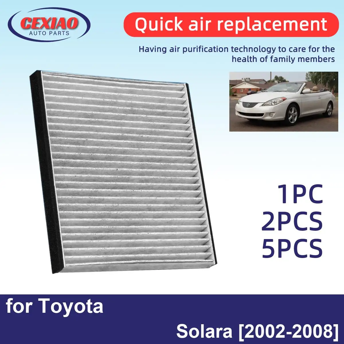 

1 шт., 2 шт., 5 шт., фильтр кондиционера для Toyota Solara 2002-2008, высокоэффективный CF10132 87139-06030 87139-32010