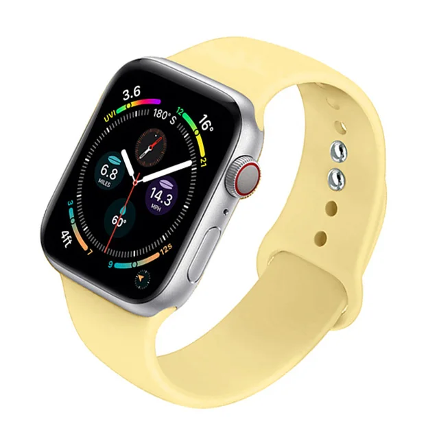 Silicone Strap For Apple Watch Band 44mm 40mm 41mm 38mm 45mm Smartwatch Rubber Sports Watchband Belt Bracelet iWatch 7 6 se 5 4 Mellow-Yellw-43