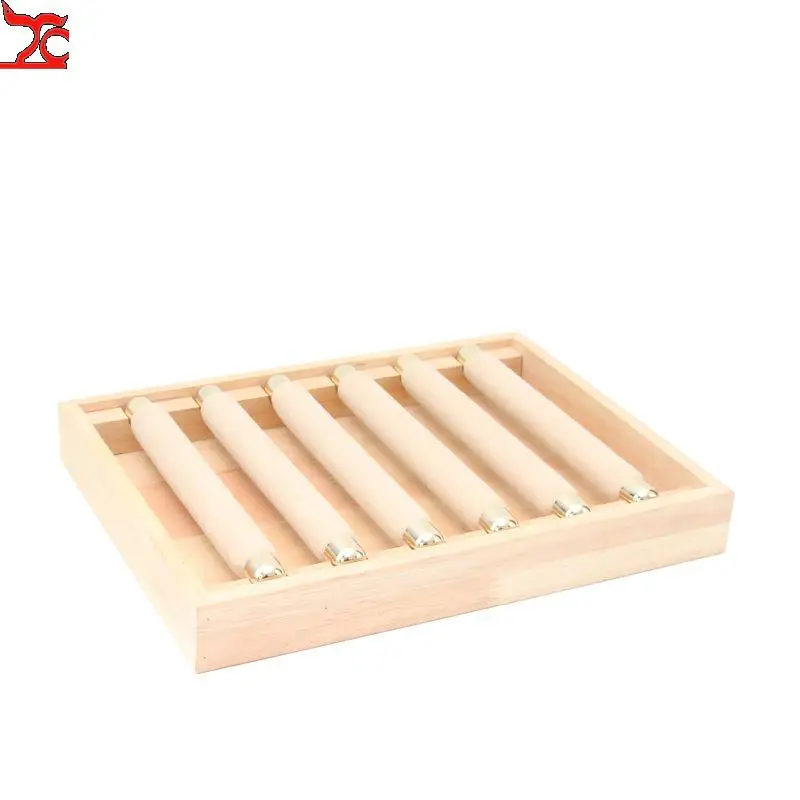 Removable Wooden Ring Display Tray with 6 Ring Sticks Jewelry Store Showcase Props Ring Holder Organizer