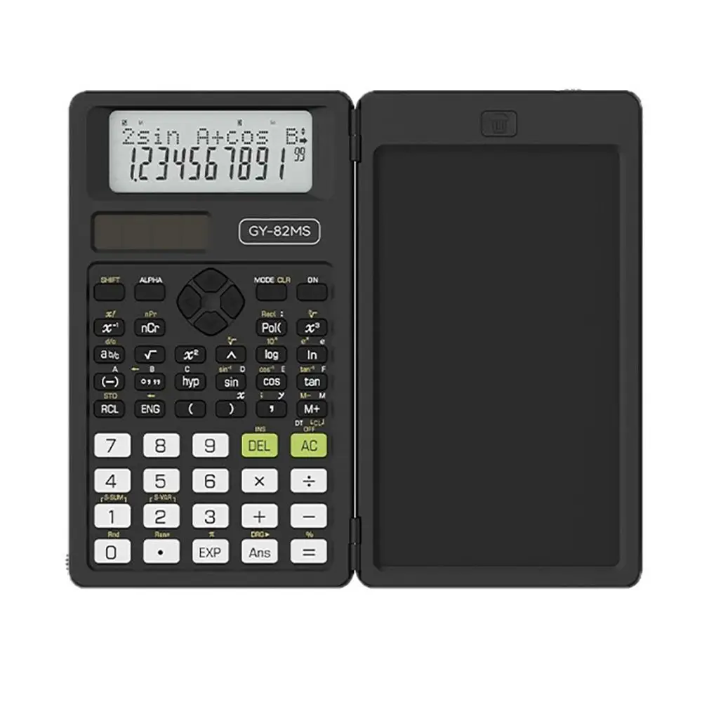 6.5인치 필기 태블릿 82MS 과학 계산기 2-in-1 접이식 2줄 디스플레이 필기 태블릿 수학 계산기