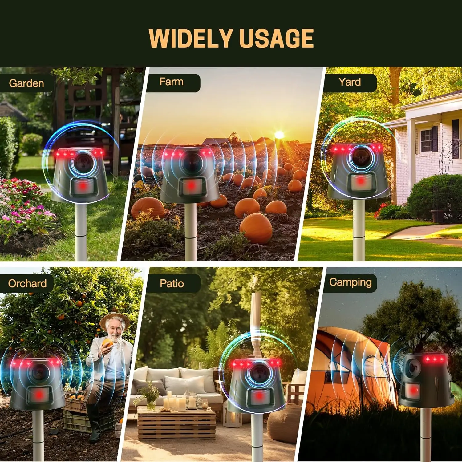 야외 방수 태양광 동물 퇴치기(LED 점멸등 포함, 쥐, 박쥐, 새 퇴치용)
