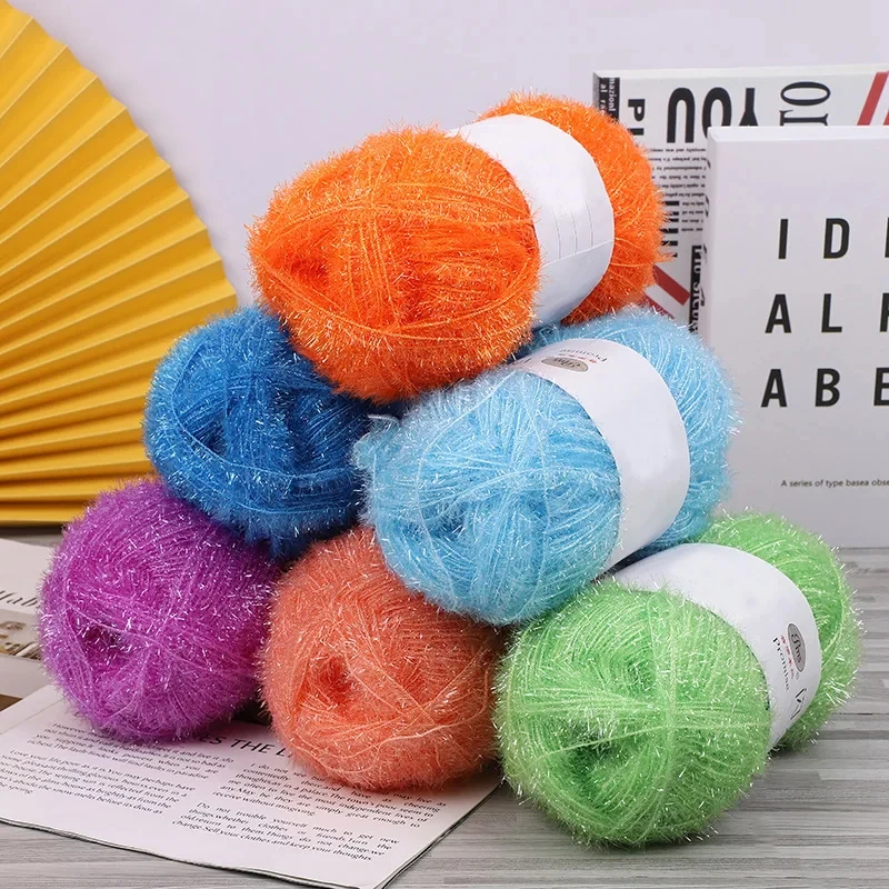 Glass Fiber Sparkling Light DIY Handicraft Weaving Material DIY Yarn Ball Silk Thread Dishwashing Towel Shiny Silk Thread 3