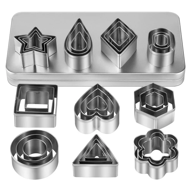 Mini Cookie Cutters Set Small Stainless Steel Flower Square Heart Round  Star Triangle Oval Shapes mold Mini Polymer Clay Cutter