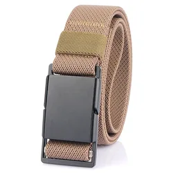 Magnetic Quick Release Unisex Brown Belt with Alloy Buckle - 125cm (Khaki)