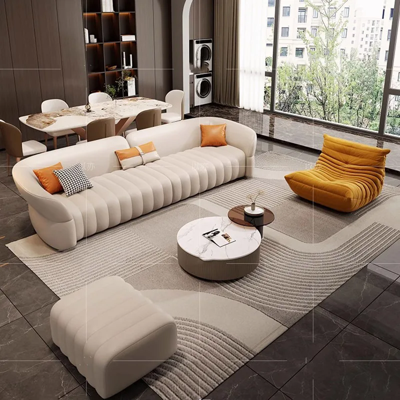 

Leather Straight Small White Living Room Sofas Adults Soft Comfort Cream Couch Wooden Designer Sofa Para Sala Bedroom Furniture