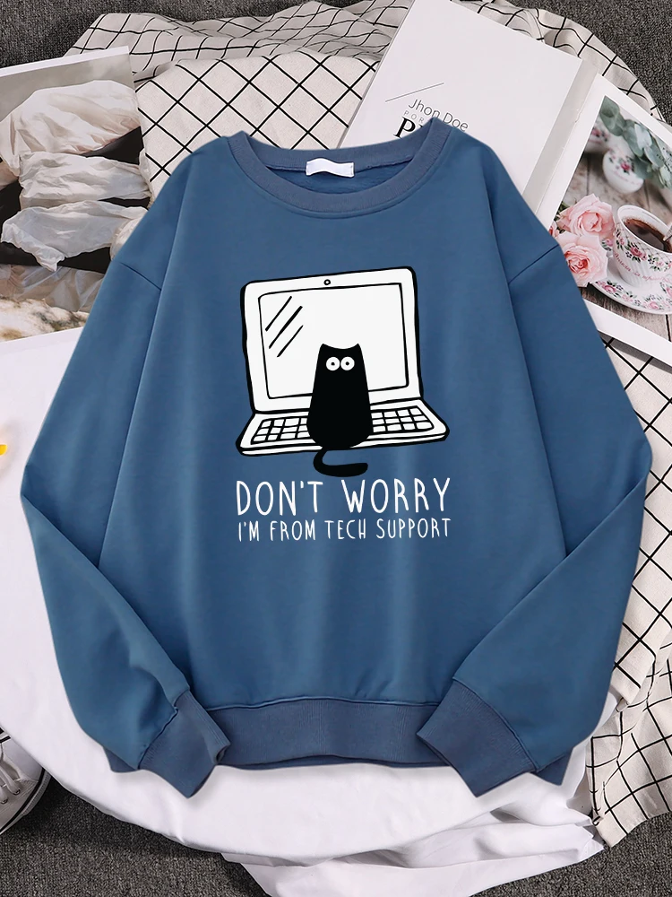 haze blue color cat sweater for cat lover "i am from tech support" design