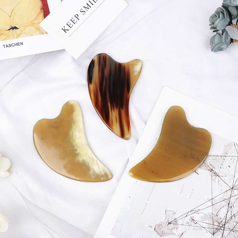 

Natural Ox Horn Gua Sha Board Facial Lift Neck Body Scraping Massage Tool