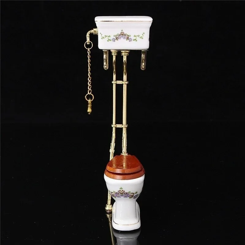 1:12 Dollhouse Miniature Furniture Bathroom Toilet White Porcelain Closestool DIY Decoration Ornament 3