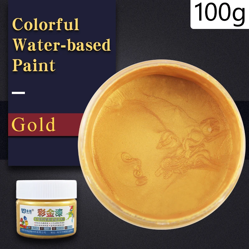 White Bright Gold Paint Metal Lacquer Wood Paint Tasteless Water-based for Any Surface Waterproof Anti-Rust Acrylic 100g