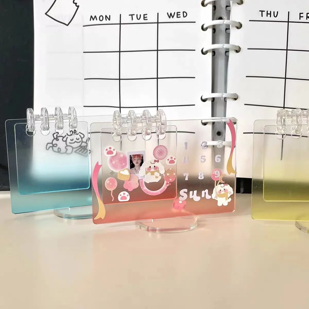 

Original page turning blank stand DIY Punch message board Gradient Gucca Transparent Acrylic Star desktop ornament