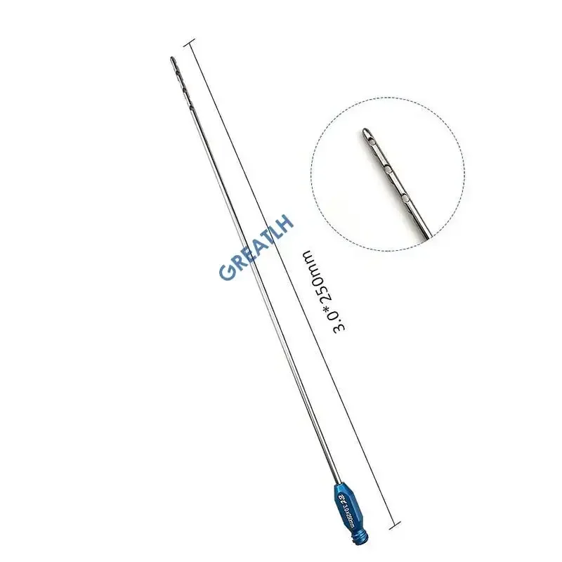 再利用可能なハンドル付きの多孔質ルアーロック脂肪吸引カニューレ