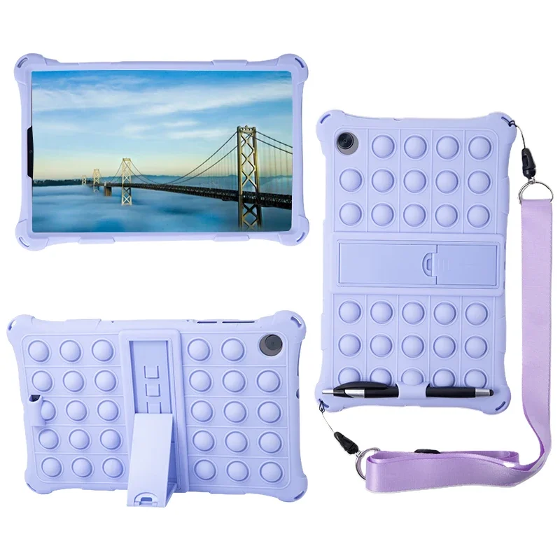 Versatile Silicone Bubble Tablet Case with Strap & Pen Holder