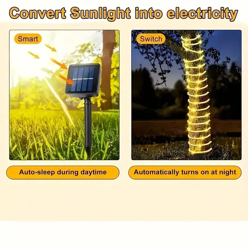 solar powered led copper wire string lights 8 modes waterproof outdoor fairy lights for garden yard wedding christmas halloween decorations details 7