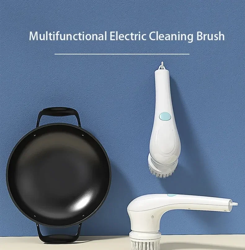 Powerful Wireless Cleaning Brush USB Rechargeable 5 Heads Effortless Scrub