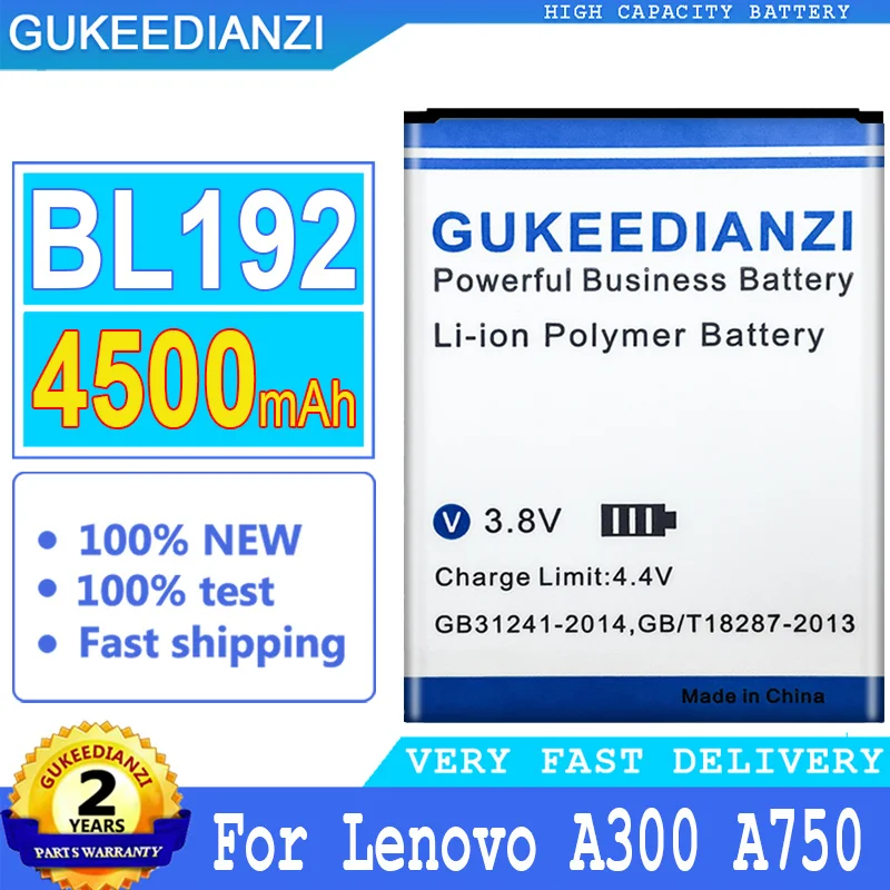 

Аккумулятор GUKEEDIANZI для Lenovo, аккумулятор большой мощности, BL192, A300, A750, A590, A680, A529, A328T, A338T, A505E, A388T, A560,4500 мАч