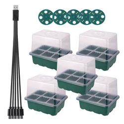 Deluxe Gardening Seed Starter Kit with LED Grow Light & Breathable Germination Trays (5Sets  6 Cell)