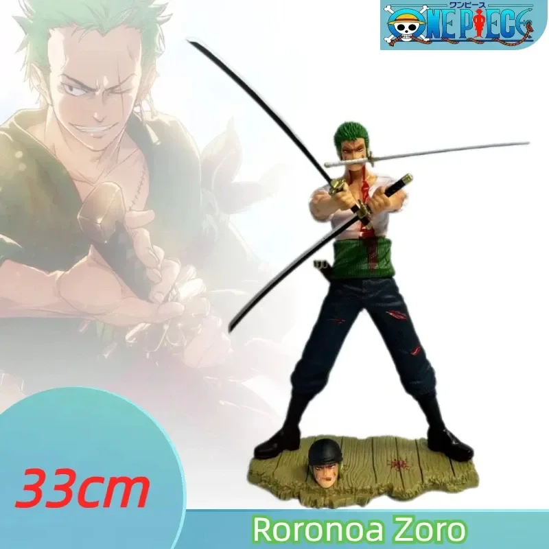 

New 33cm Pvc One Piece Anime Characters Figure Roronoa Zoro Vs. Hawkeye Gk Model Statue Collection Decoration Ornament Model Toy