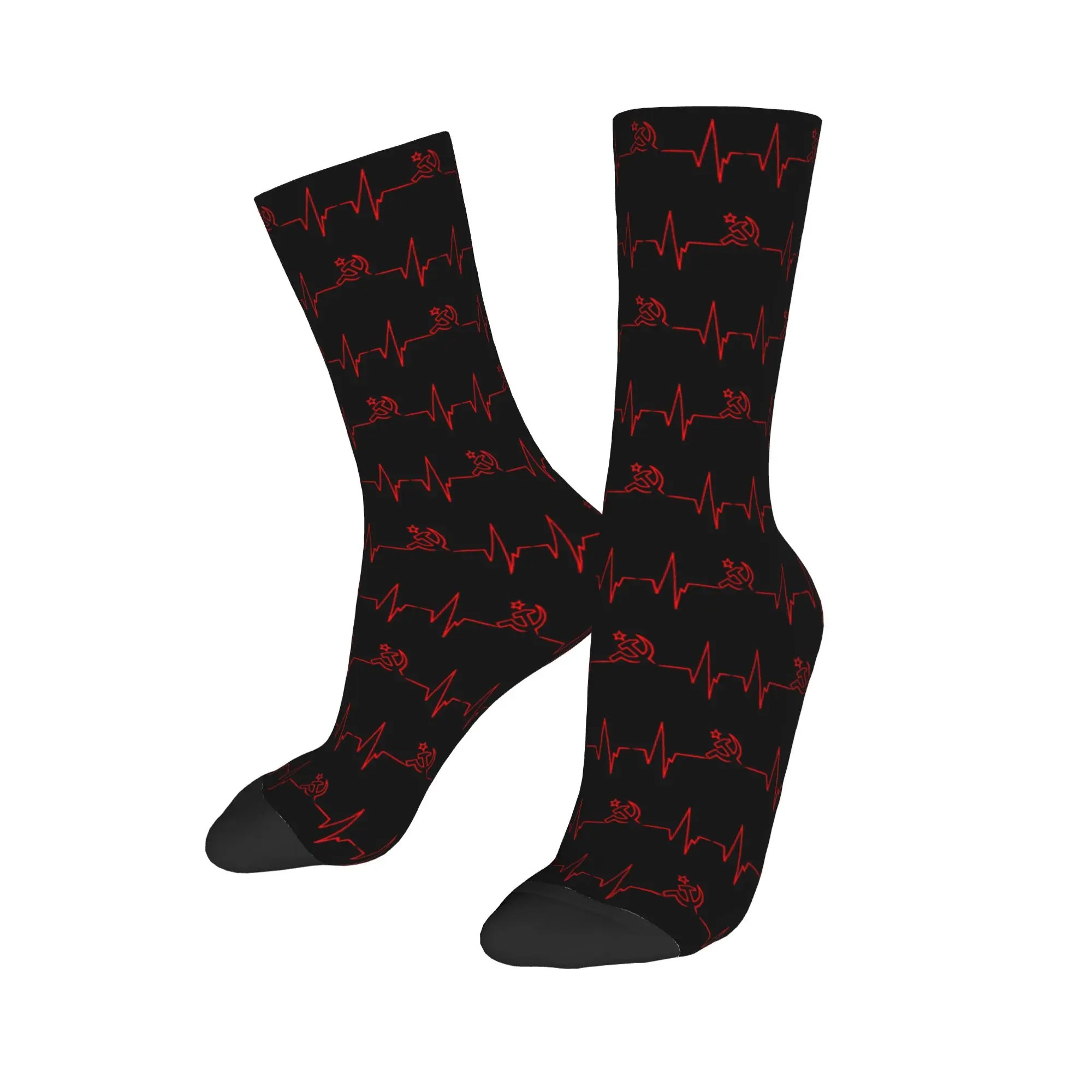 Retro Soviet Flag Crew Socks - Warm Fashionable Hammer and Sickle Design