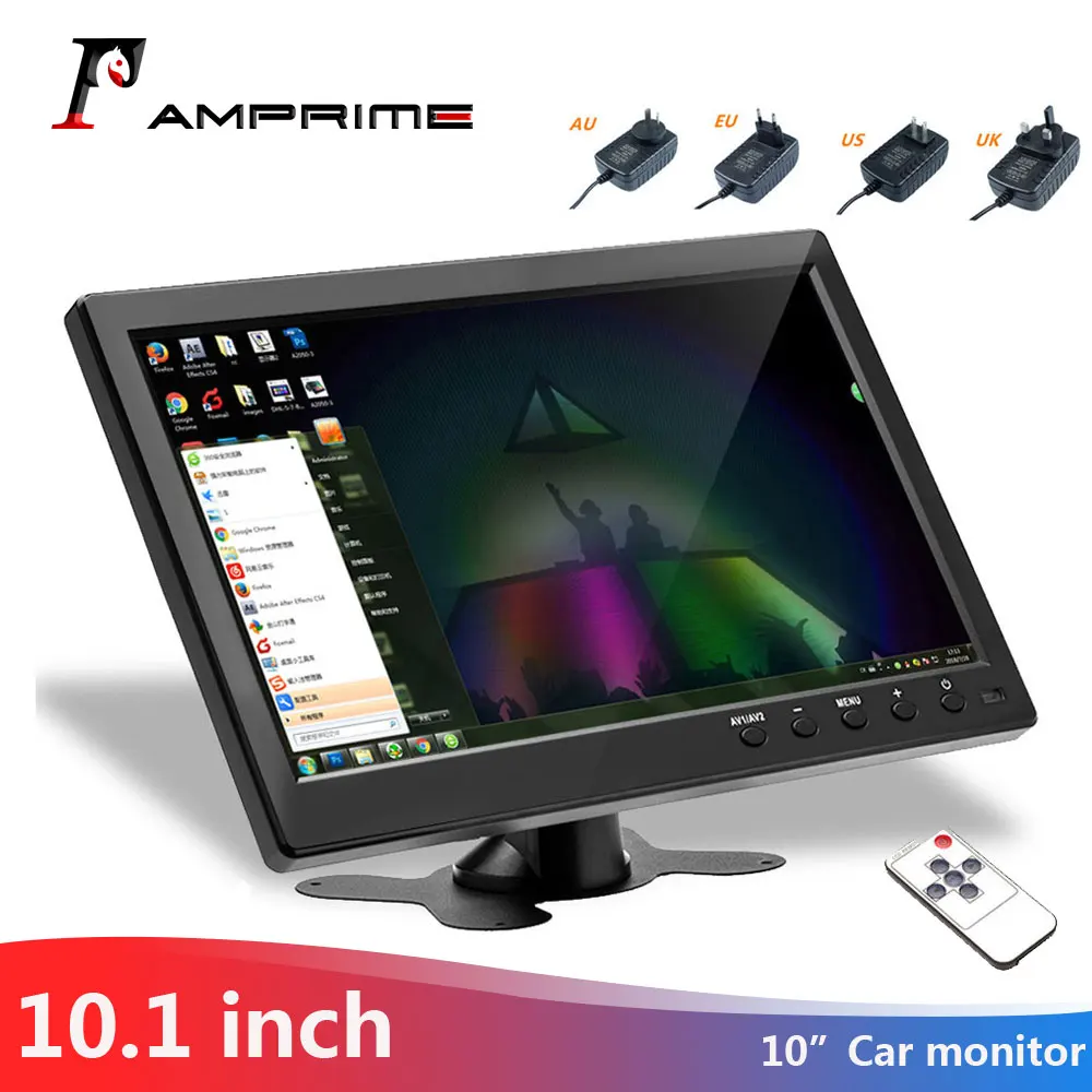 Amprime Car Monitor 10.1" Lcd Screen 1024x600 Home Monitor Digital