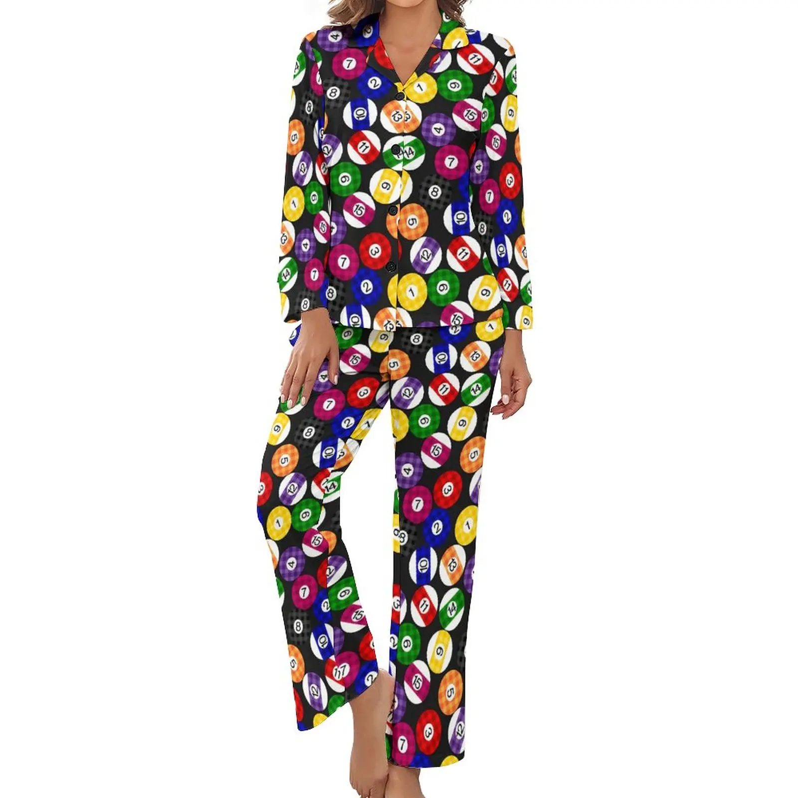 

Женская теплая пижама в клетку, с длинным рукавом и V-образным вырезом