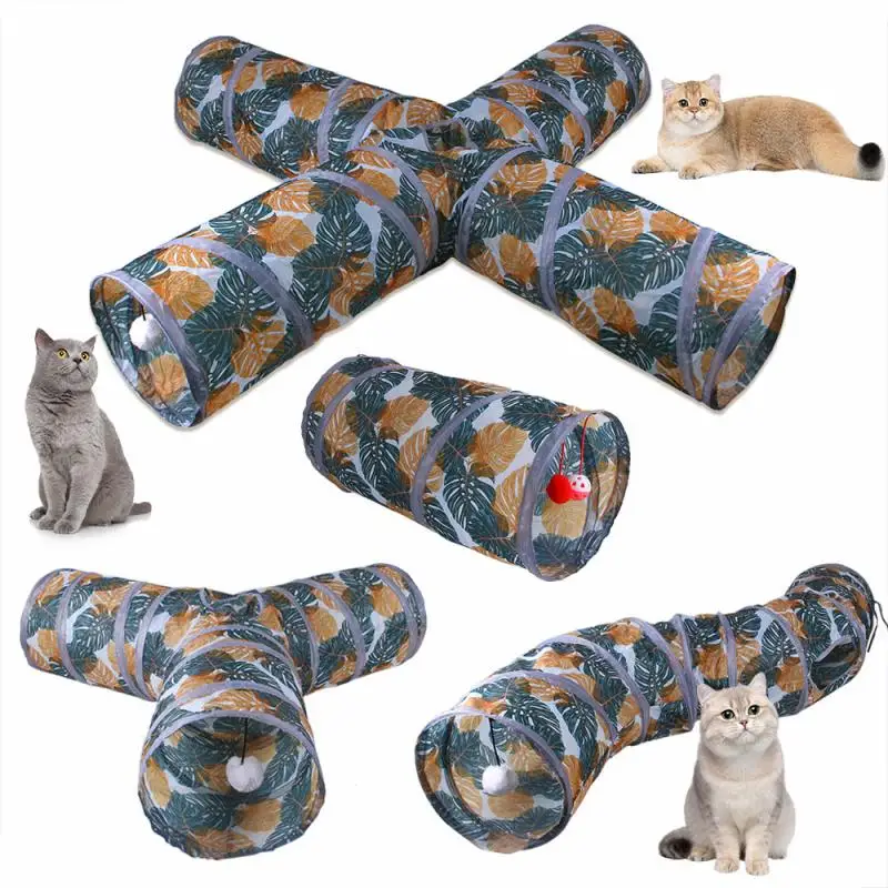 

5/4/3Holes Cat Tunnel and Crinkle Cat Toy Interactive Cat Toy with Cat Ball Included - Kitten Toys Cat Supplies for Indoor Cats