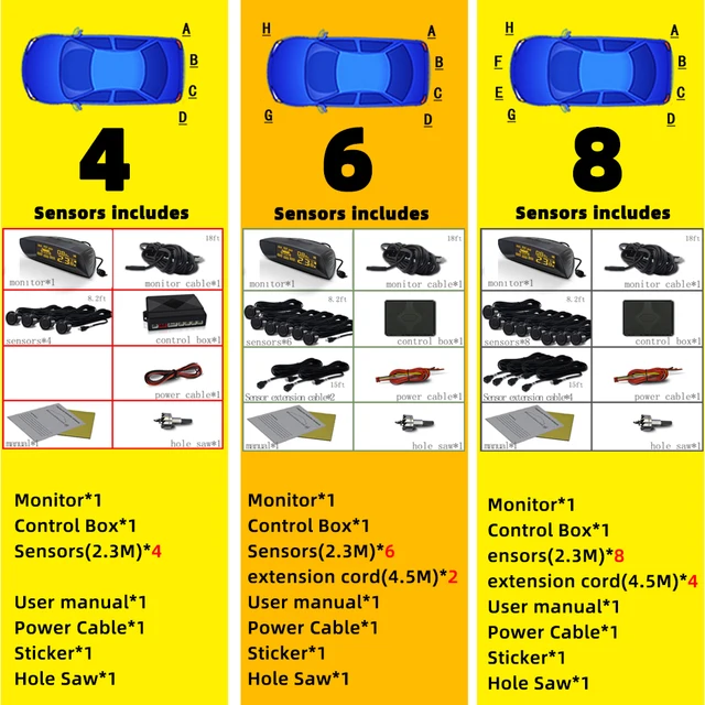 Sensori Di Parcheggio Posteriore Per Auto - Kit Con 4 Sensori, Display, Avviso Acustico, 12V - Foto 9
