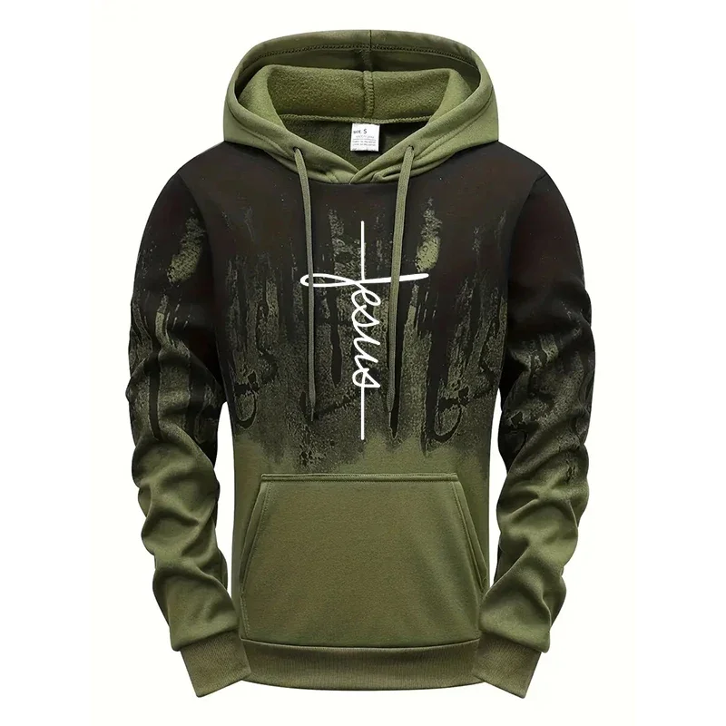 Faith Printed Hoodie for Men High Quality Hooded Long Sleeve Sweatshirts Fall Winter Daily Casual Sport Pullover 2025 Athleisure