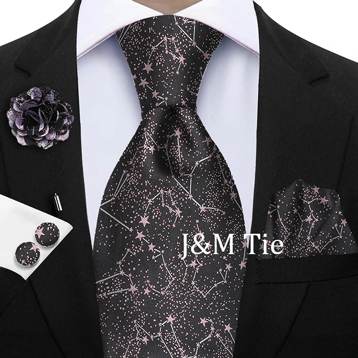 Luxus Krawatten Pfau Blau Lila Krawatte Einstecktuch Brosche Set Herren Hochzeit Krawatte Anzug Zubehör Fit Gruppe Urlaub Party Geschenk – Detail 23