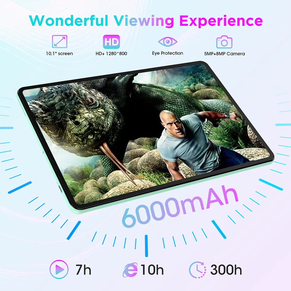 CWOWDEFU Original 10.1" Android 14 Tablet 12GB RAM 128GB Octa-Core A523 8MP Camera 6000mAh Battery BT 5G WiFi Tablet PC 